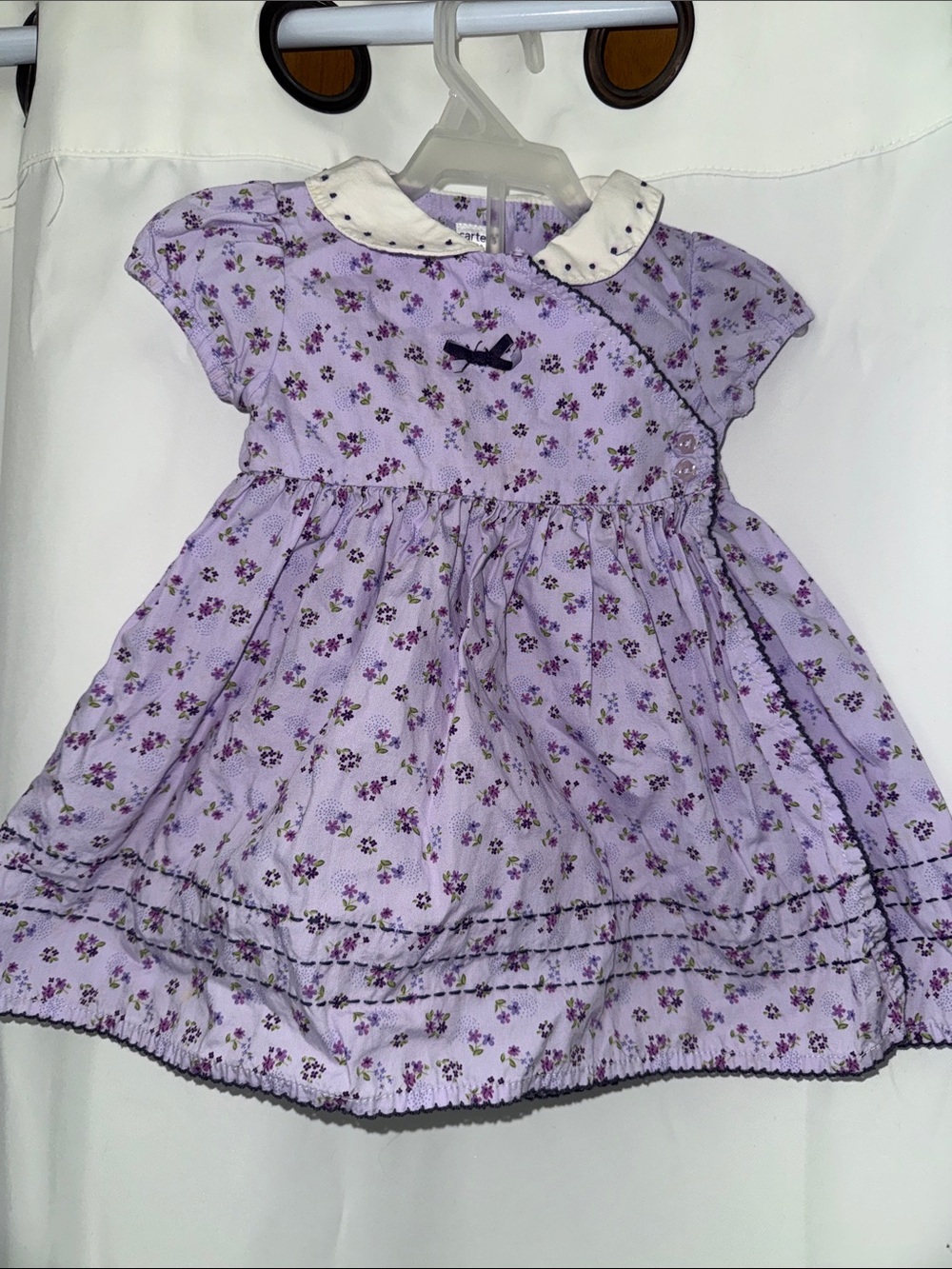Carter's 2 pieces Purple Floral Wrap Dress With Peter Pan Collar 6 month